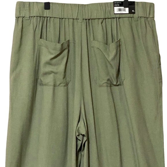 SoundStyle Linen Blend Wide Leg Pants XL Olive Green  Casual Boho Relaxed NWT - Picture 9 of 10